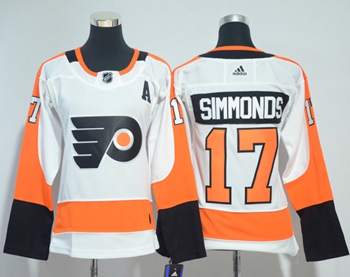 Adidas Philadelphia Flyers #17 Wayne Simmonds White Road Authentic Women Stitched NHL Jersey->women nhl jersey->Women Jersey
